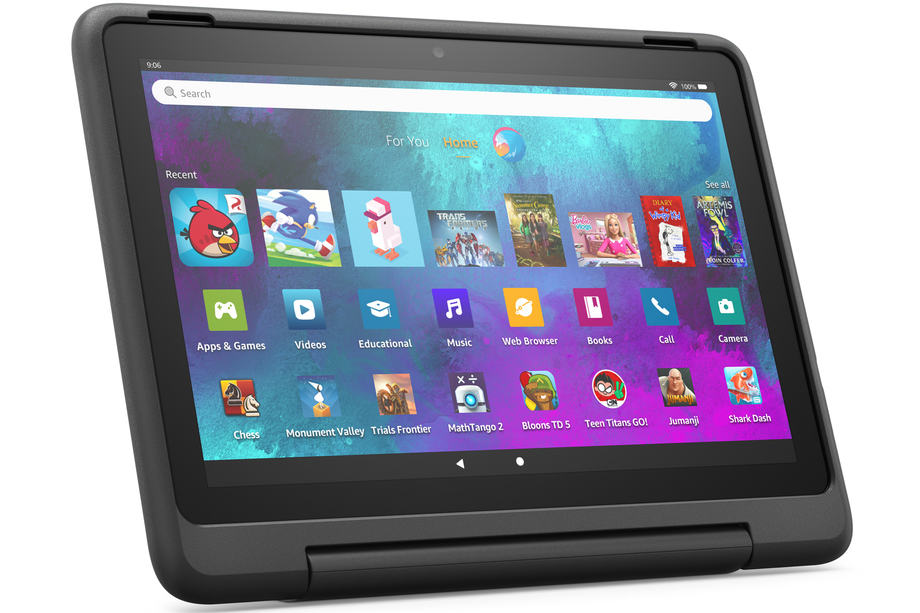 amazon fire hd 10 kids pro tablet front right render - فایر اچ دی 10 پلاس رونمایی شد؛ قدرتمندترین تبلت ۱۰ اینچ آمازون