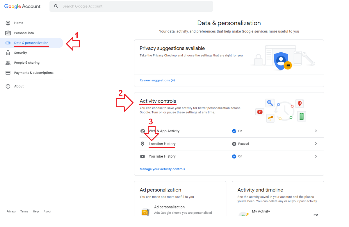 Manage personal data in your Google Account