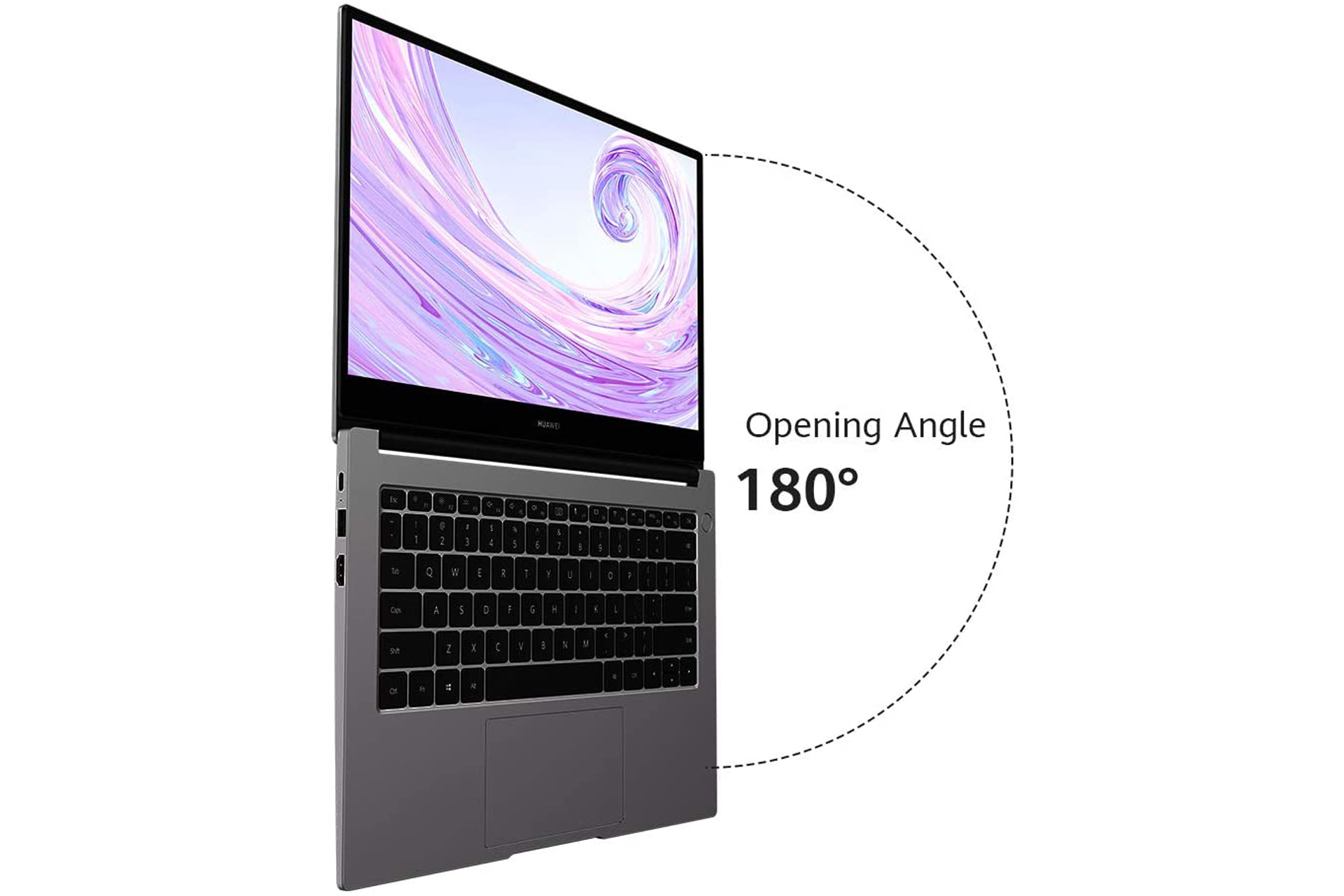huawei matebook d14 laptop opening angle - میت بوک D14 هواوی؛ لپ تاپی زیبا با قدرت کافی برای کارهای روزمره
