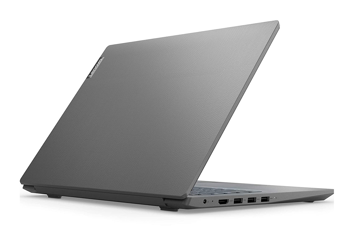 نمای پشت و کنار لپ تاپ لنوو V14 رنگ نقره ای