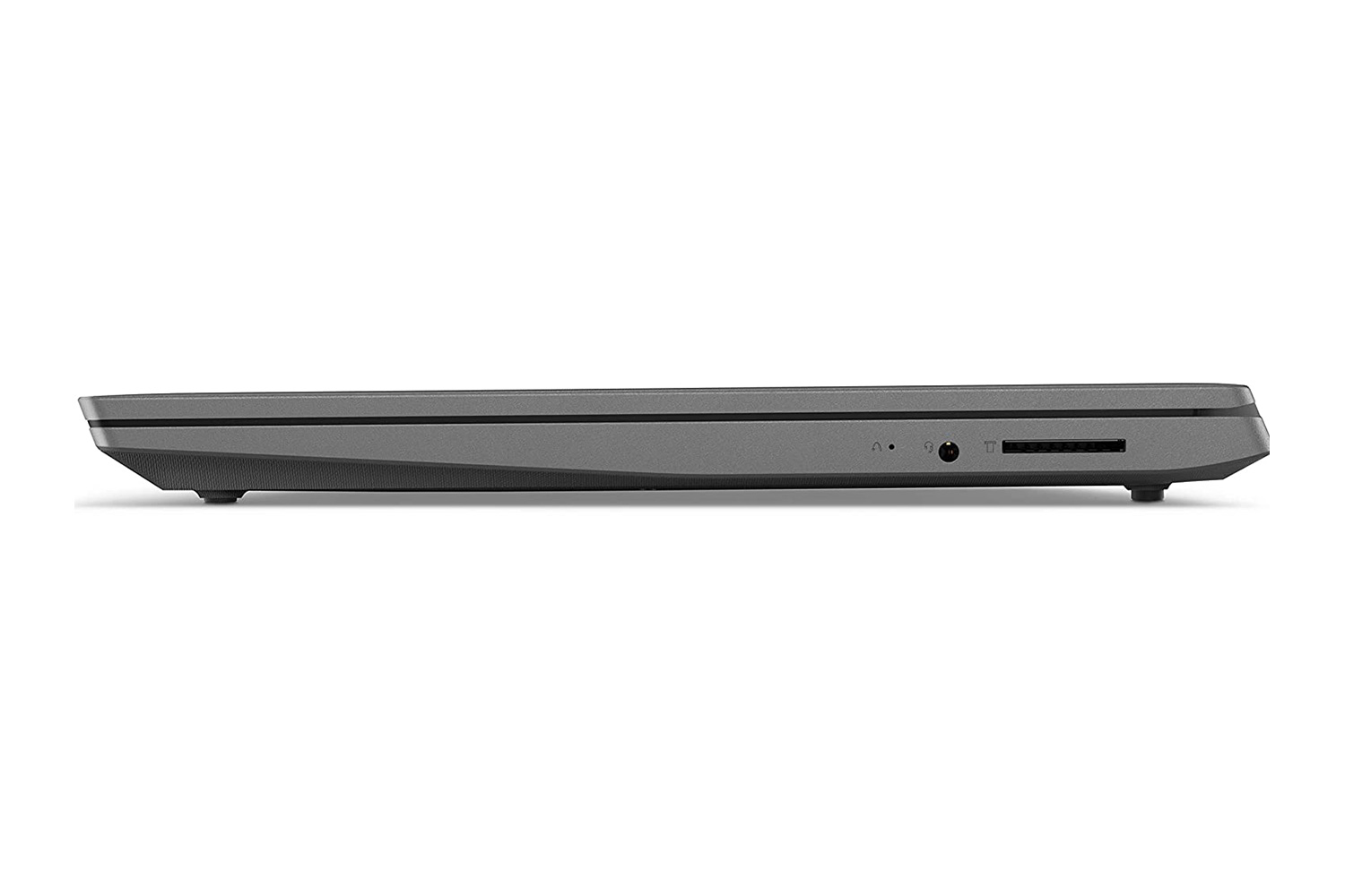 نمای کنار لپ تاپ لنوو V14 رنگ نقره ای در حالت بسته