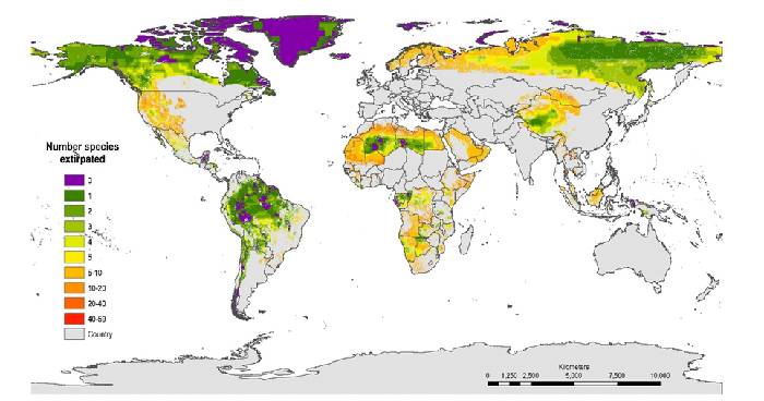 map - فقط ۳ درصد از اکوسیستم‌های خشکی دست‌نخورده باقی مانده است