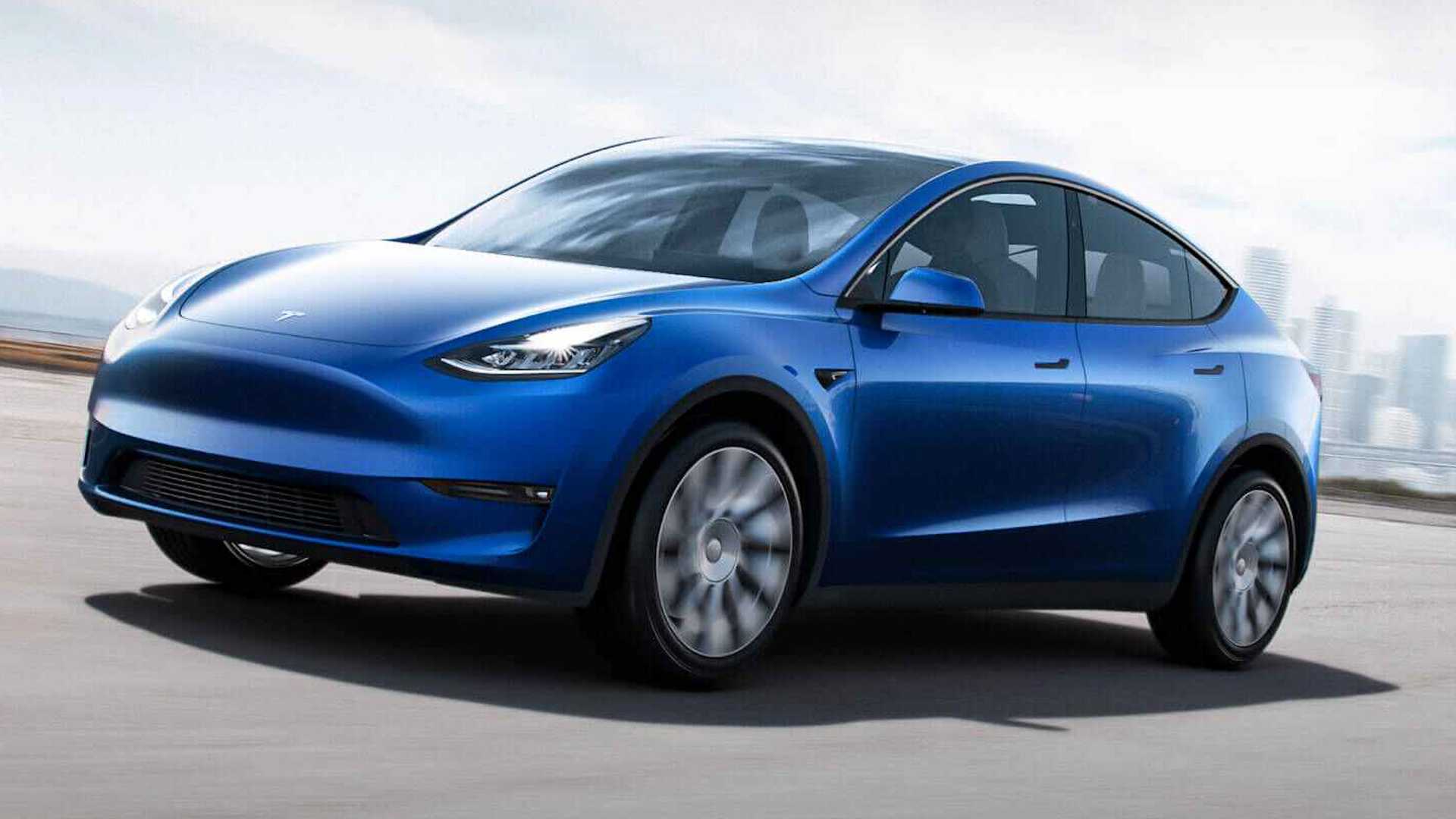 خودروی الکتریکی تسلا مدل Y / Tesla Model Y آبی رنگ