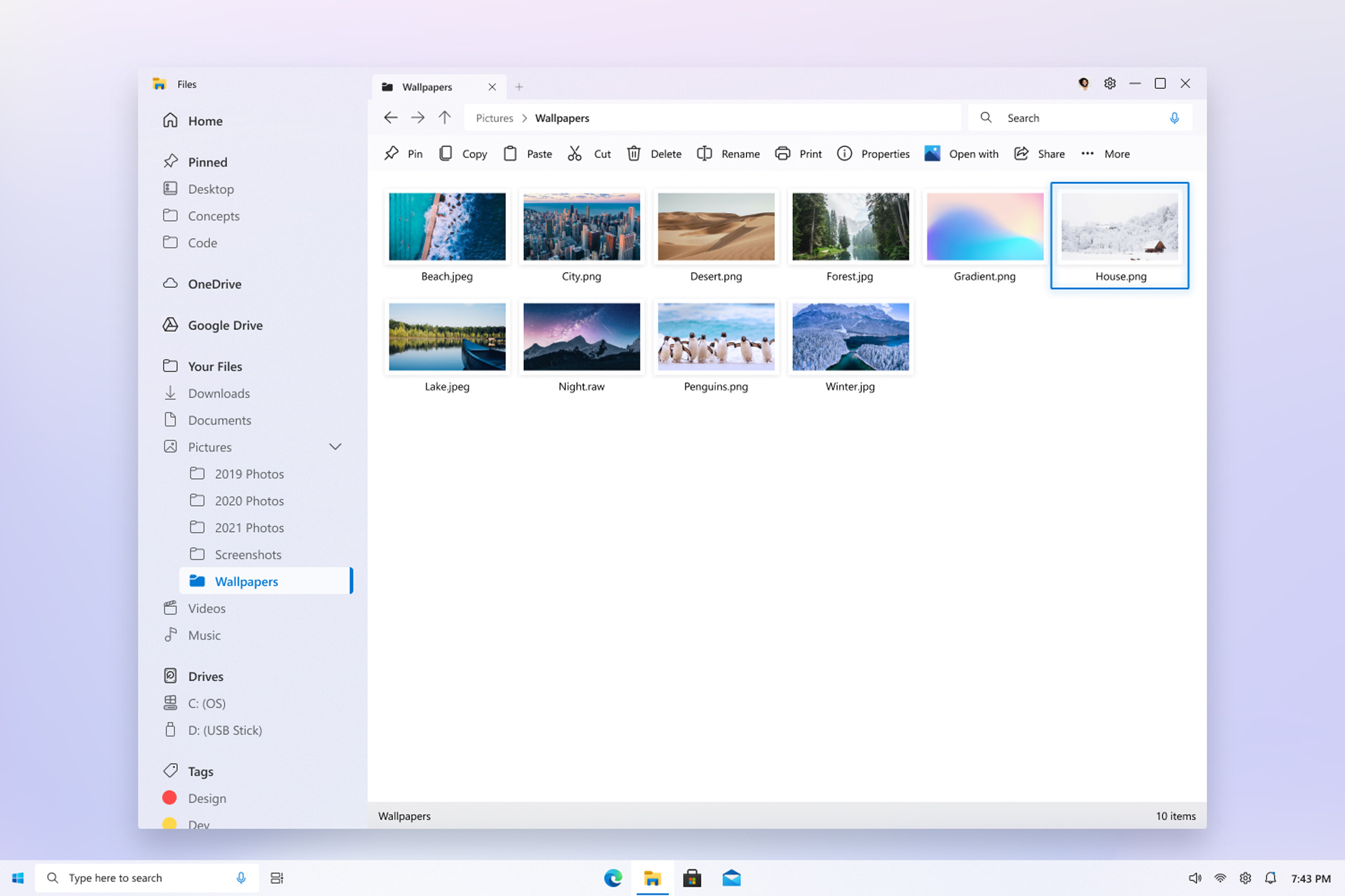 کانسپت غیررسمی نسخه جدید فایل اکسپلورر ویندوز صفحه تصاویر