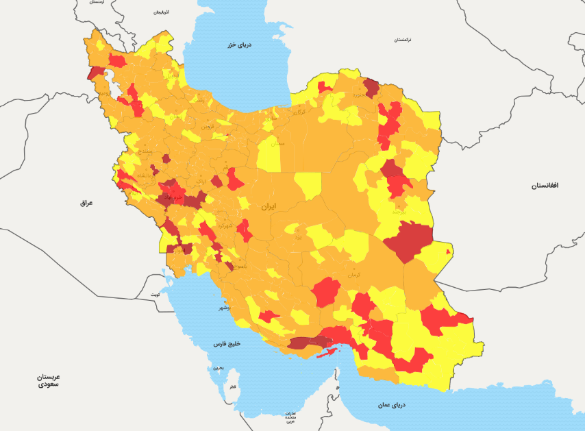 نقشه کرونای ایران