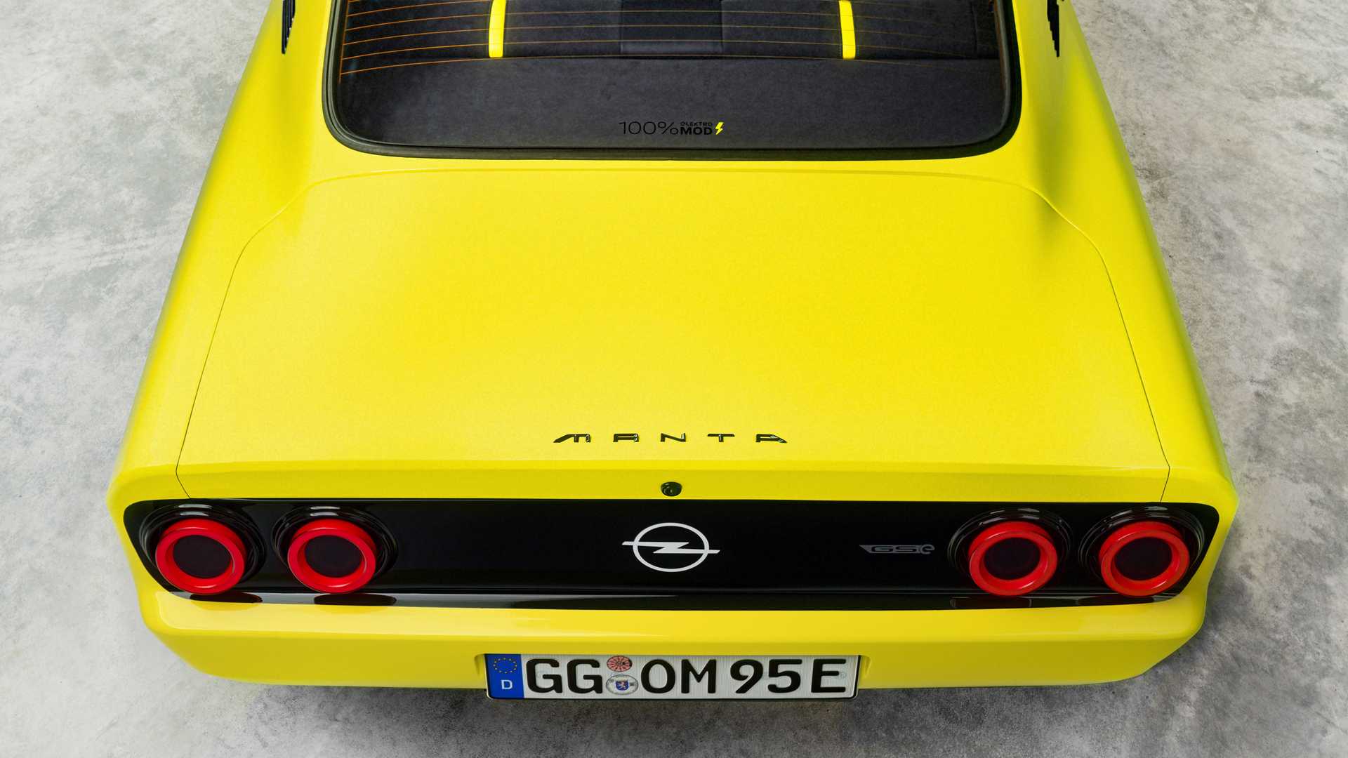نمای بالا اوپل مانتا جی اس ای الکترومود / Opel Manta GSe ElektroMOD زرد رنگ