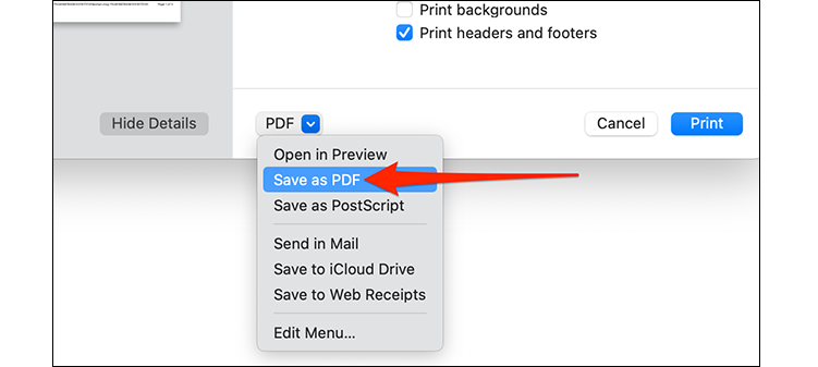 ذخیره‌ی ایمیل به شکل فایل PDF در مک سافاری