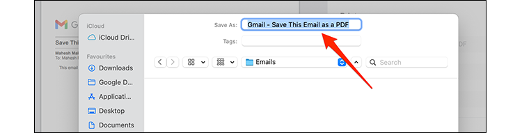 ذخیره‌ی ایمیل به شکل فایل PDF در مک