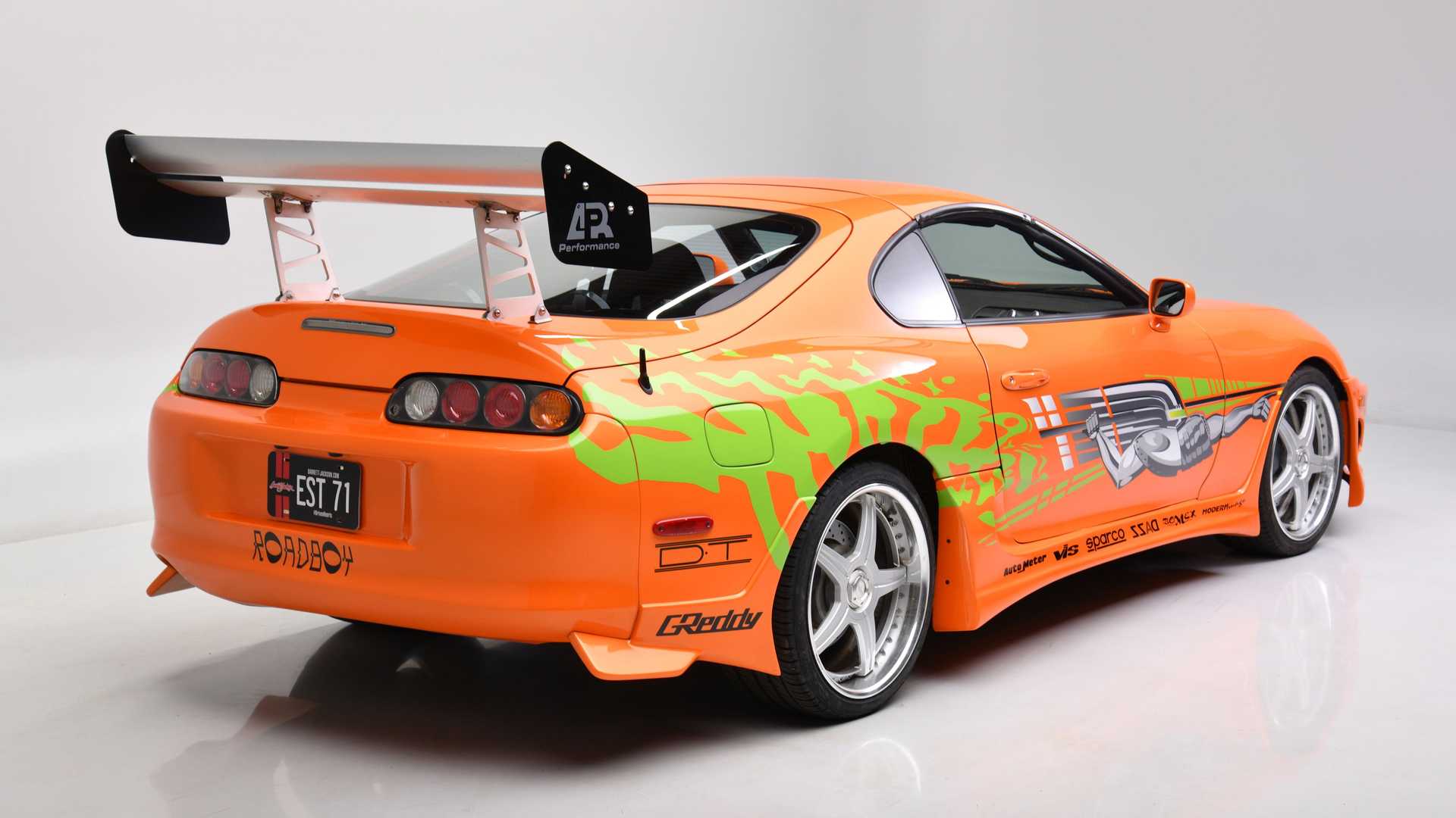 نمای سه چهارم عقب تویوتا سوپرا فیلم سریع و خشن / Fast & Furious Toyota Supra نارنجی رنگ
