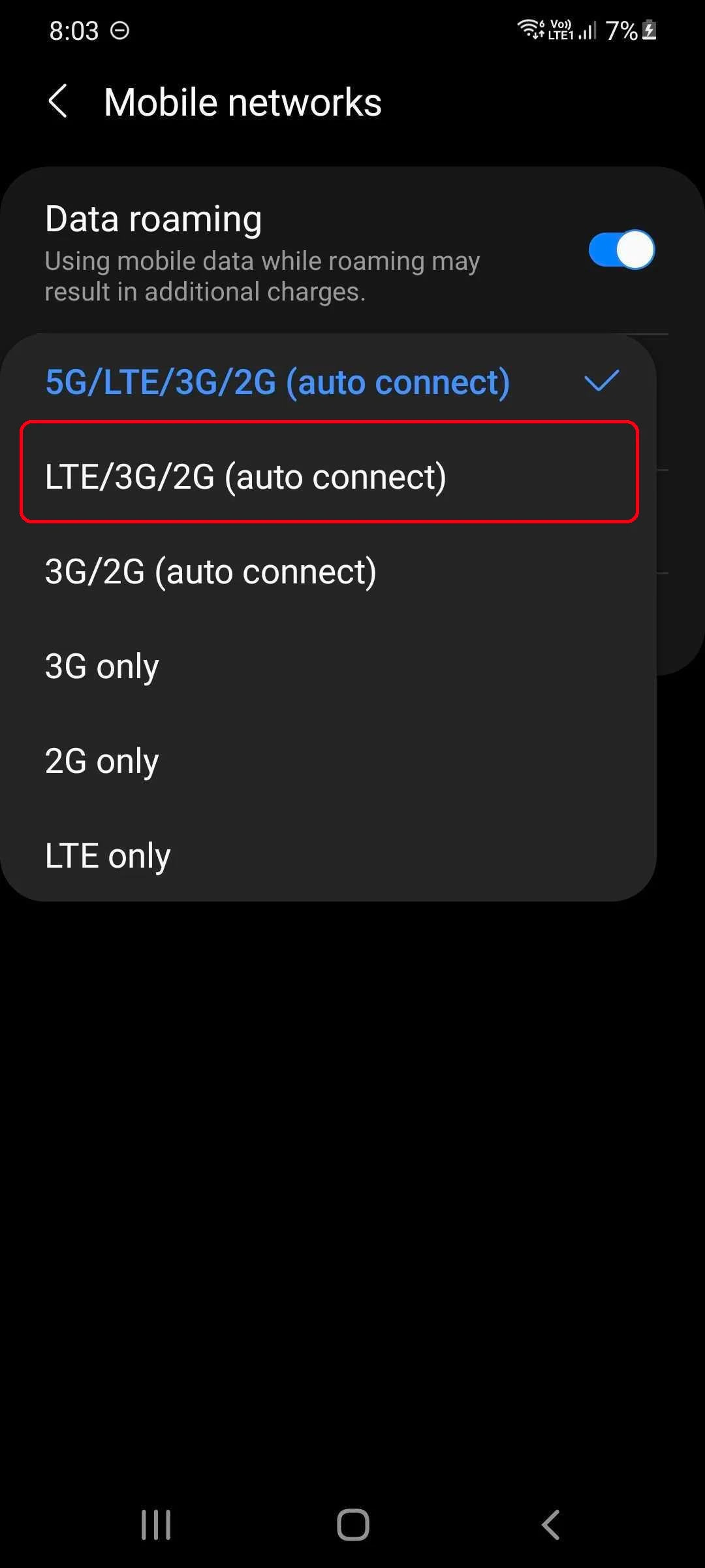 بخش 5G -LTE-3G-2G