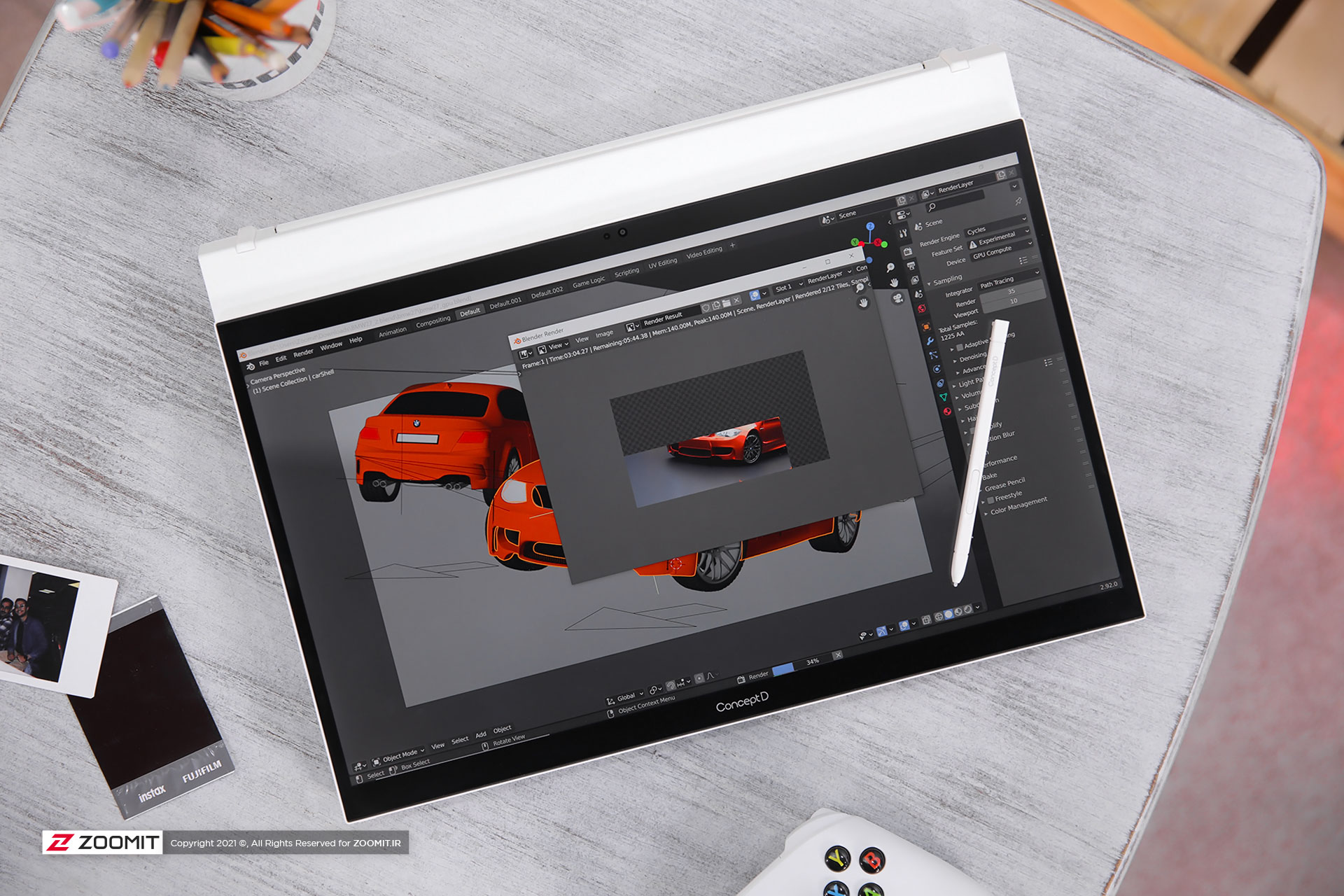 رندر بلندر روی لپ تاپ ایسر ConceptD 7 Ezel Pro