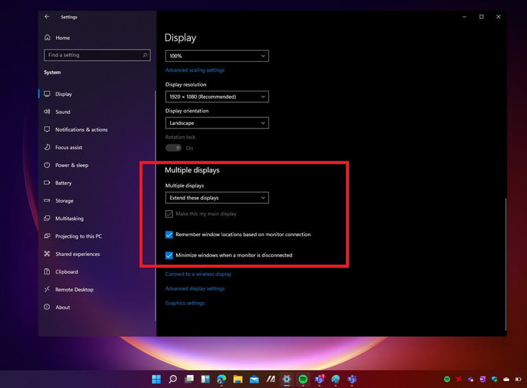 تنظیمات پیشرفته برای چند صفحه نمایش در ویندوز 11