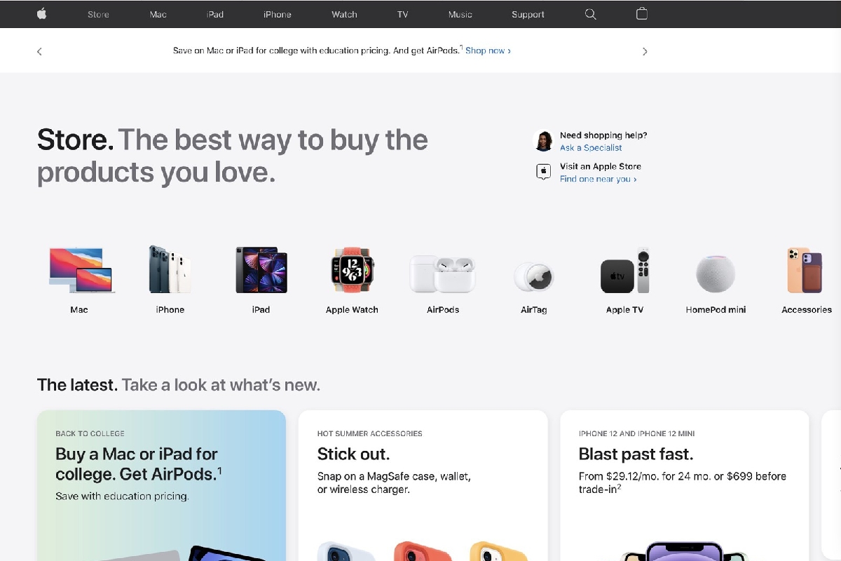 فروشگاه اینترنتی اپل با طراحی و بخش‌های جدید به‌روز شد