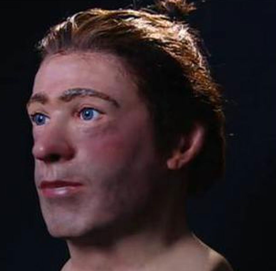 تصویری از چهره و موهای بازسازی‌شده مرد کلونیکاونی