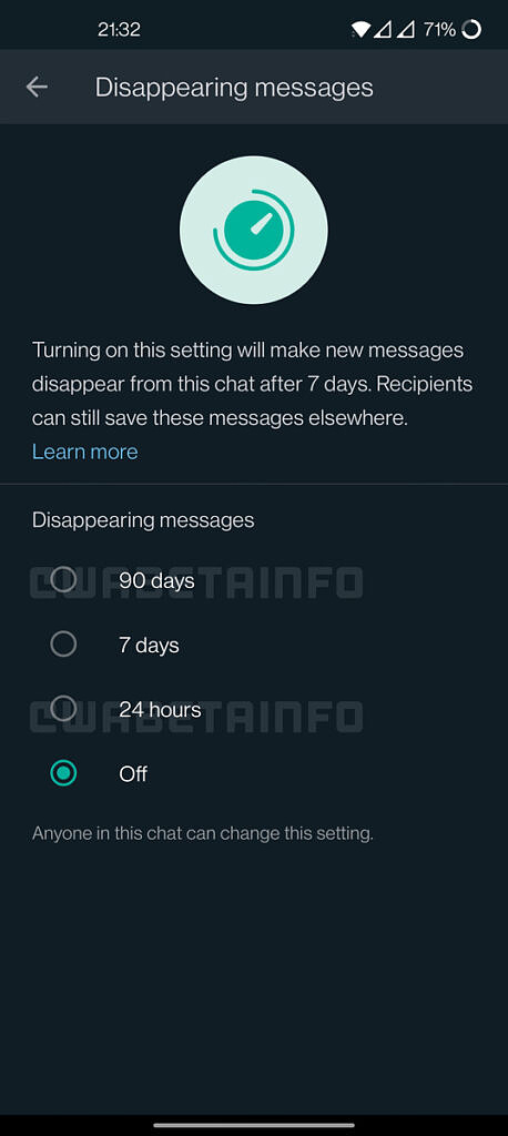 پیام‌های حذف شونده در واتساپ