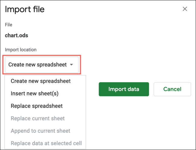 Import different files to Google Sheets