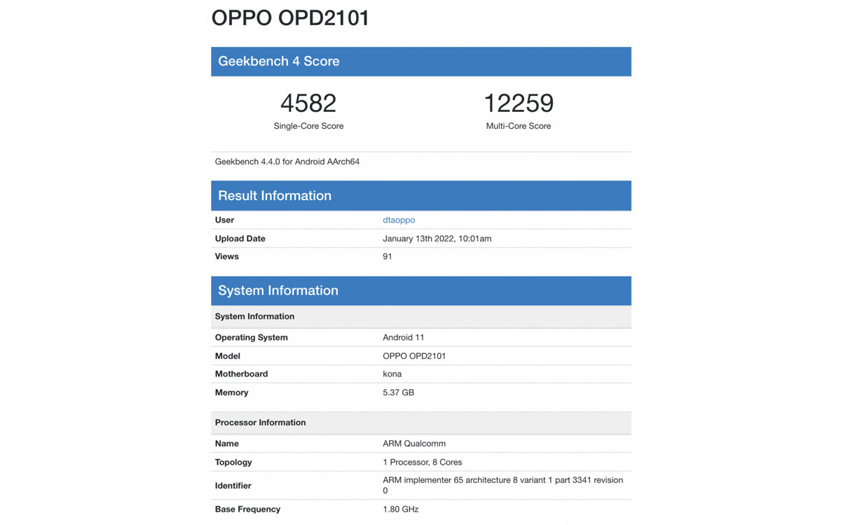 Oppo Pad in Geekbench