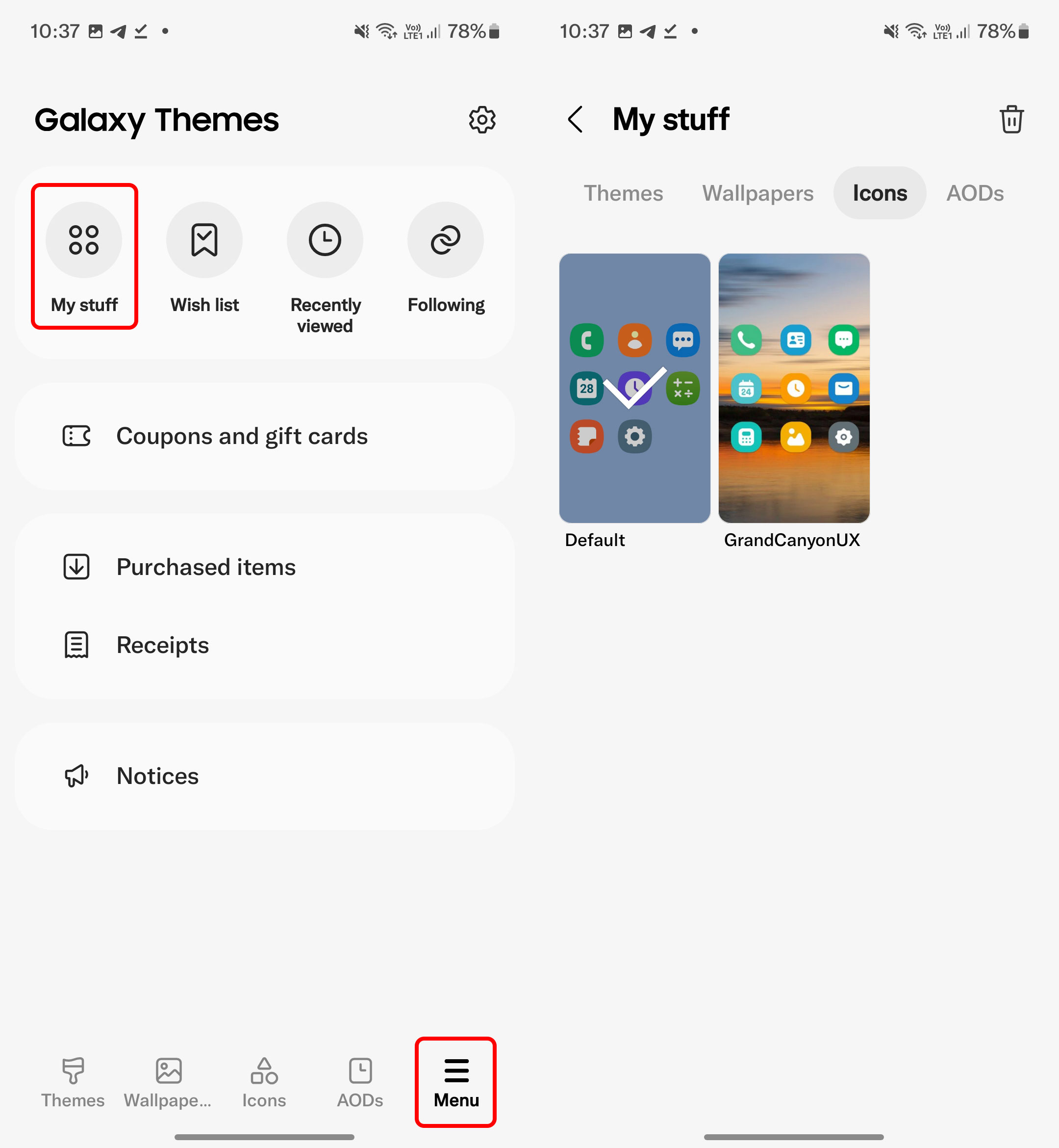 Changing the design of icons on Samsung phones