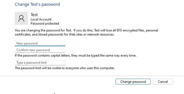 ۴-تغییر رمز عبور ویندوز 11 از کنترل پنل 