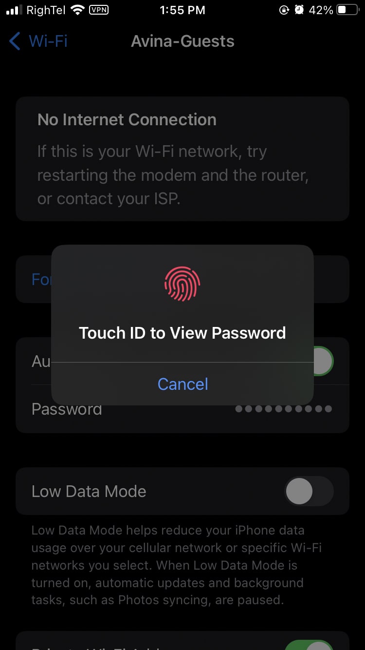 The fourth step is to find the Wi-Fi password on the iPhone
