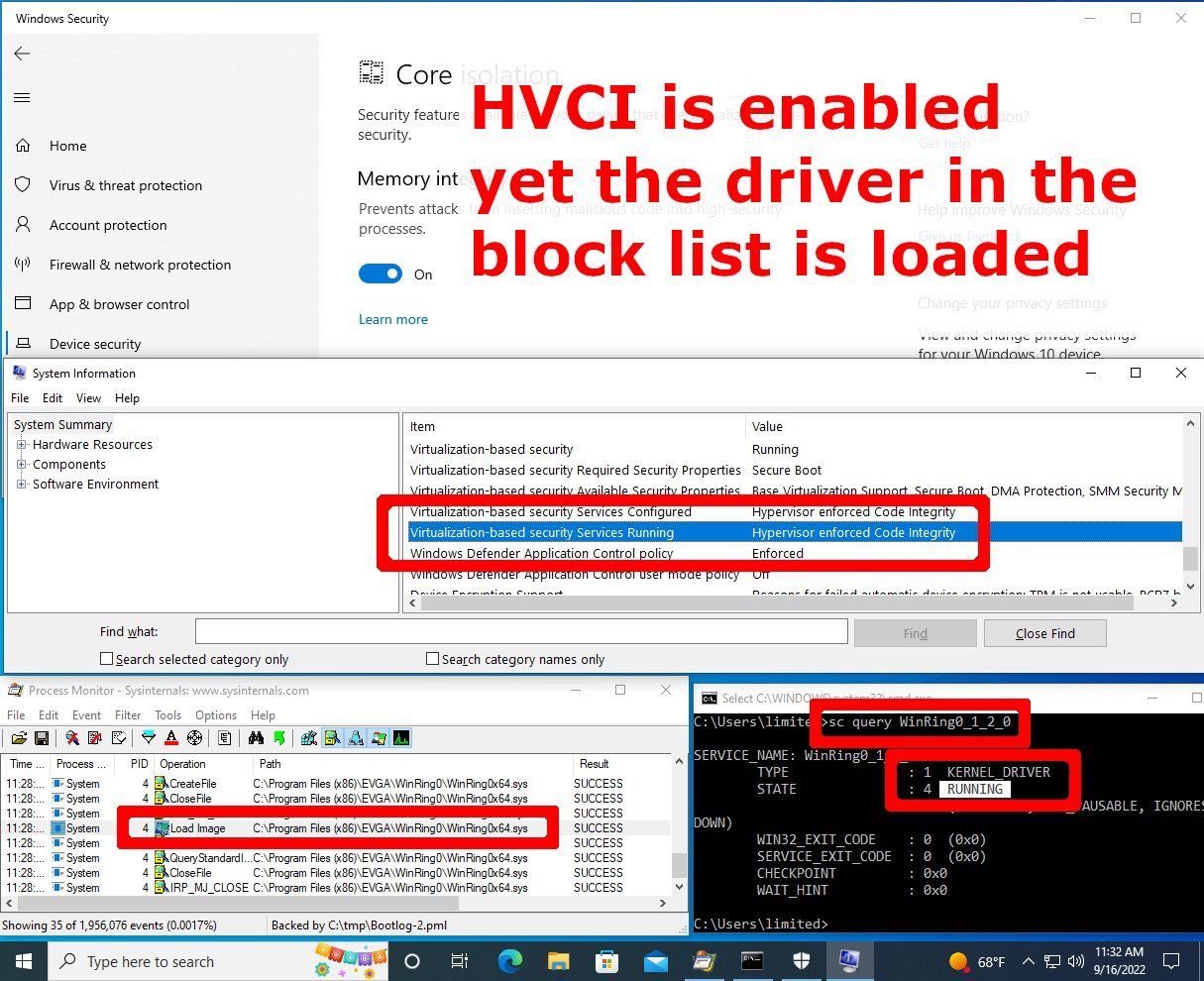 HVCI فعال در ویندوز