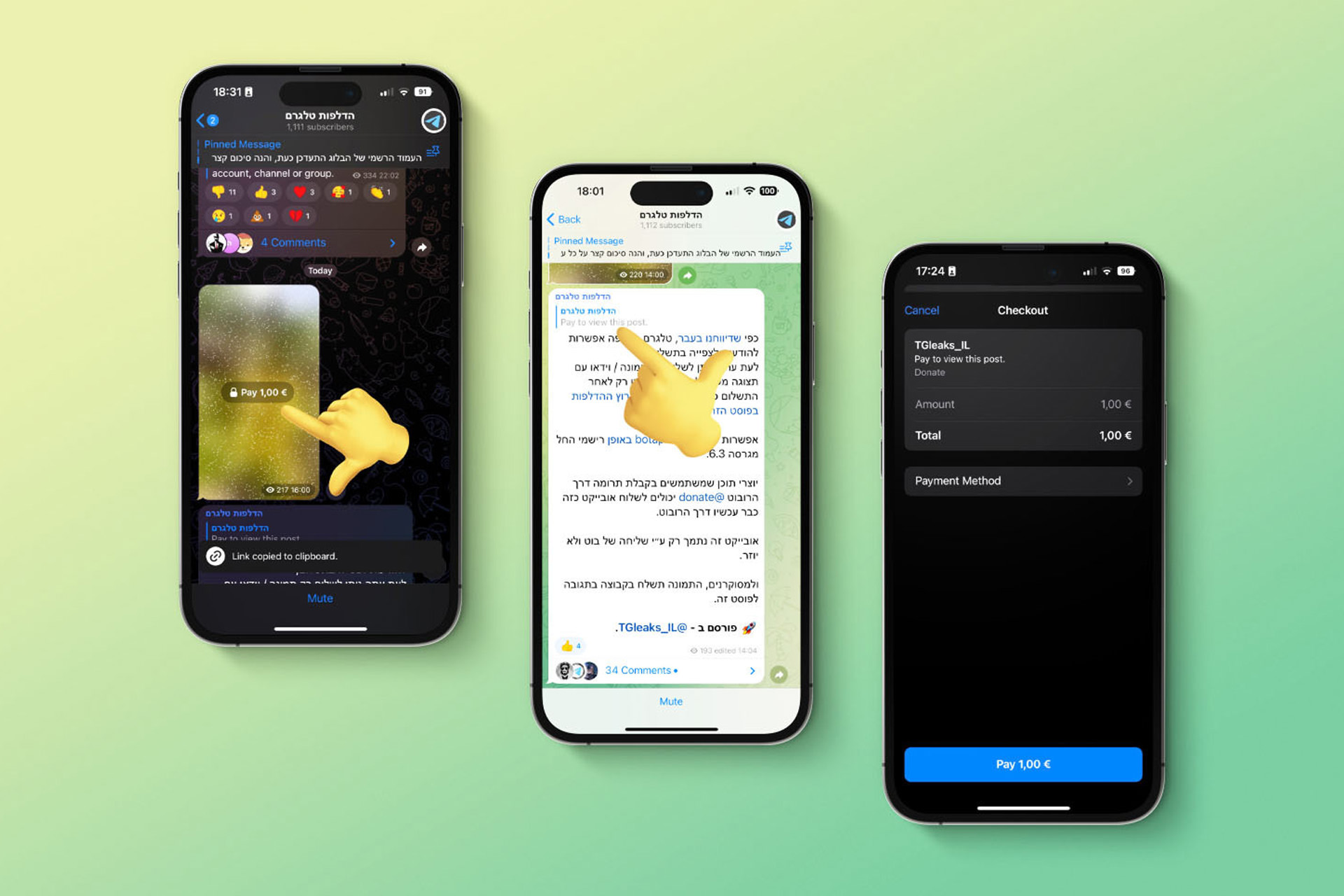 سه آیفون ۱۴ پرو مکس اپل با قابلیت پست پولی تلگرام Telegram