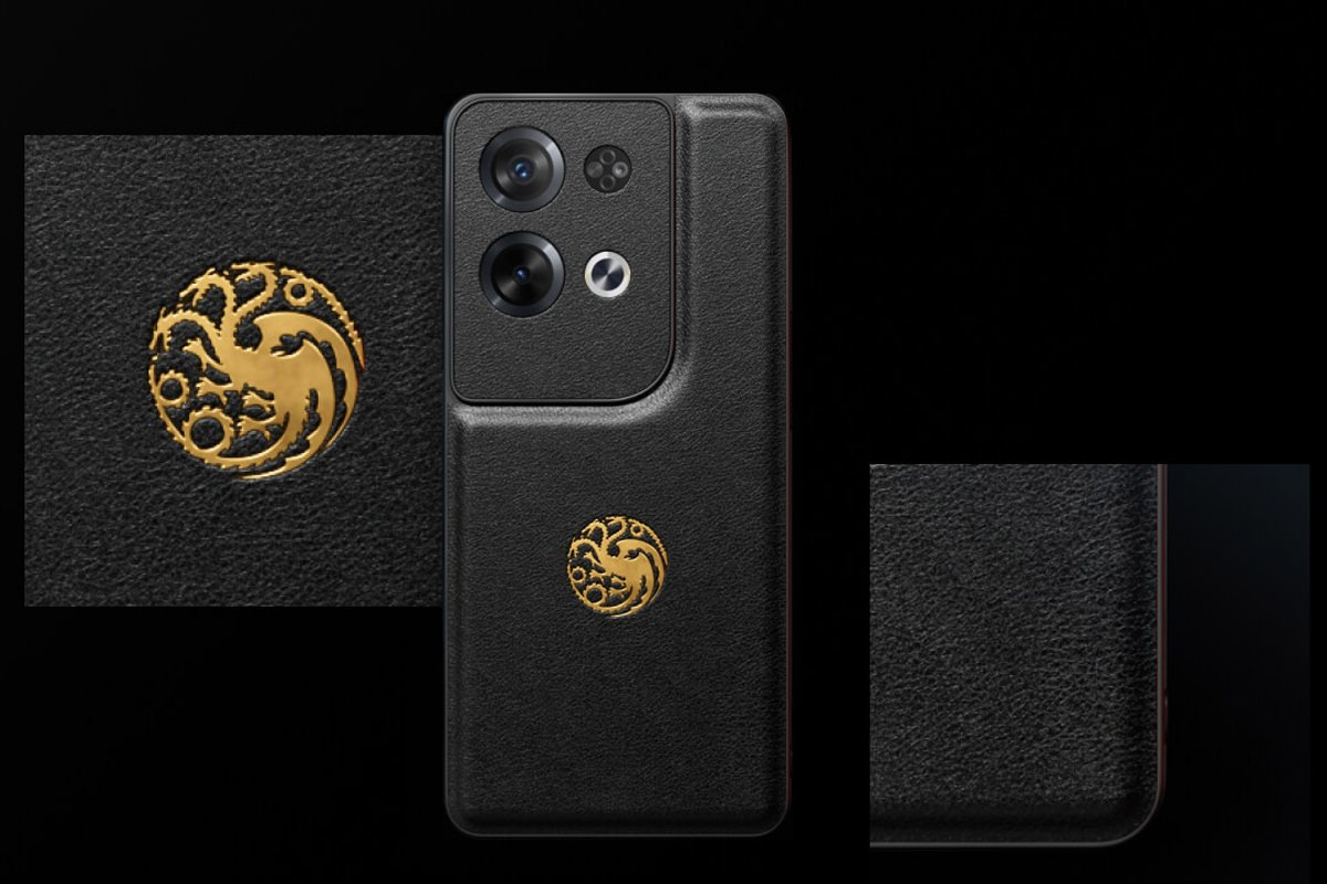 Oppo phone with House of the Dragon theme with Targaryen design cover