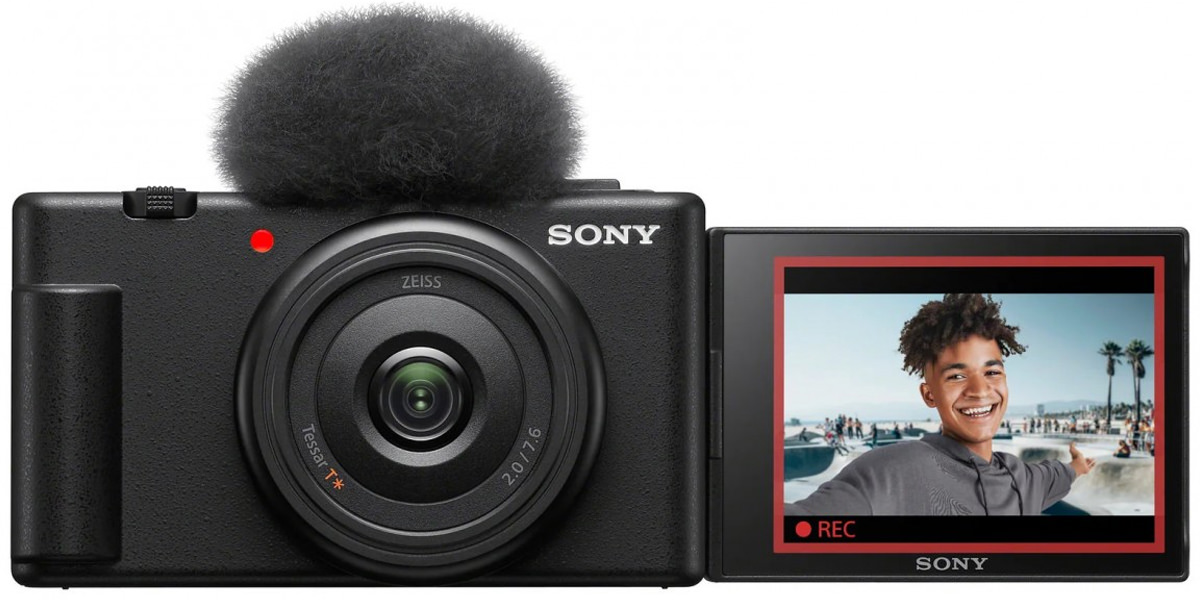 نمای جلو و صفحه نمایش دوربین vlog سونی ZV-1F
