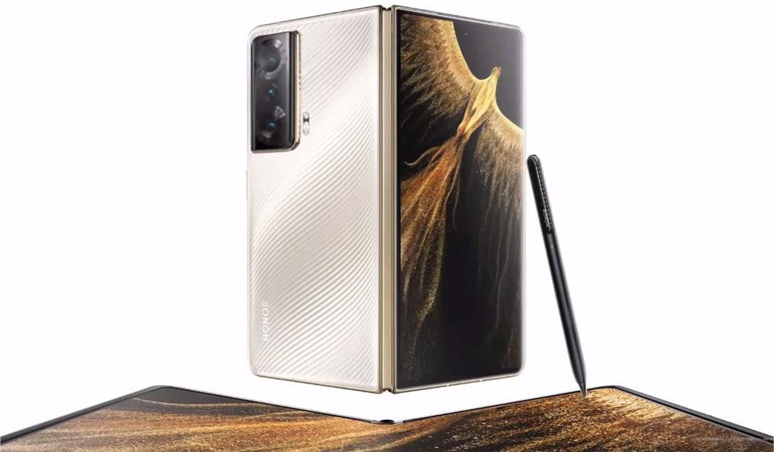 The white gold model of Honor Magic Vs foldable phone 
