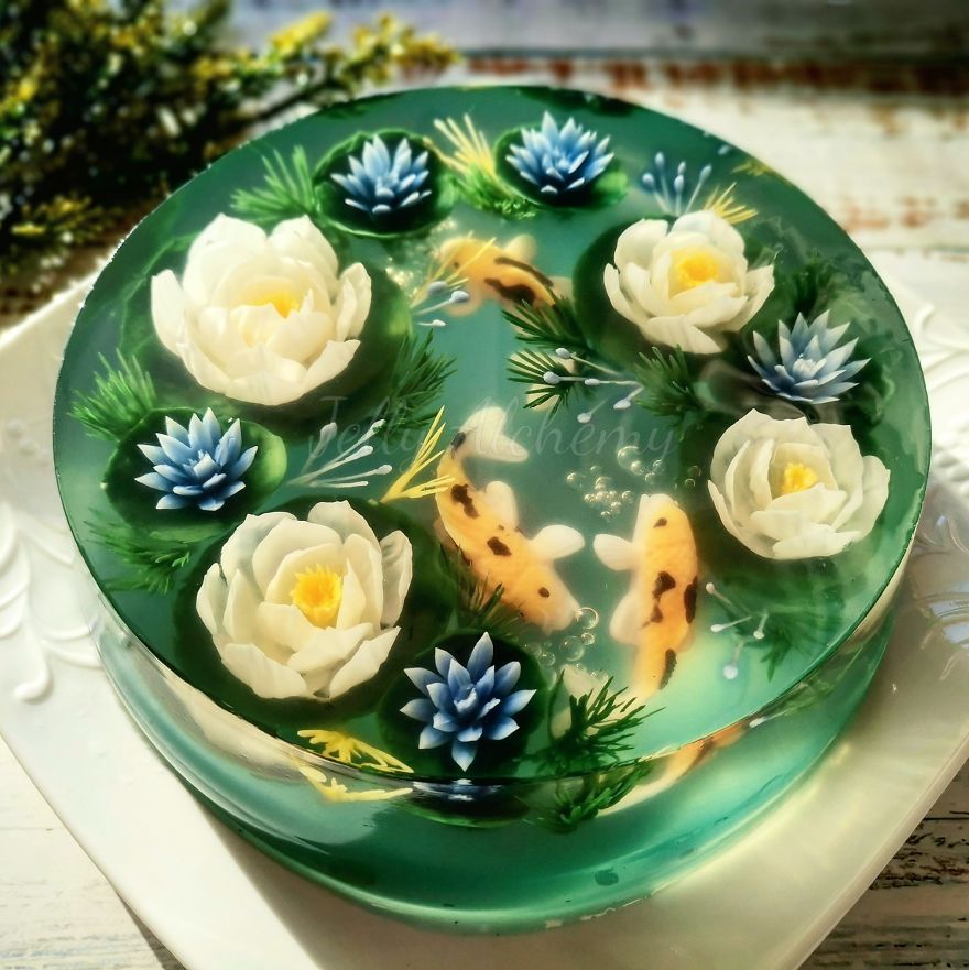 Different jelly cakes with attractive 3D designs