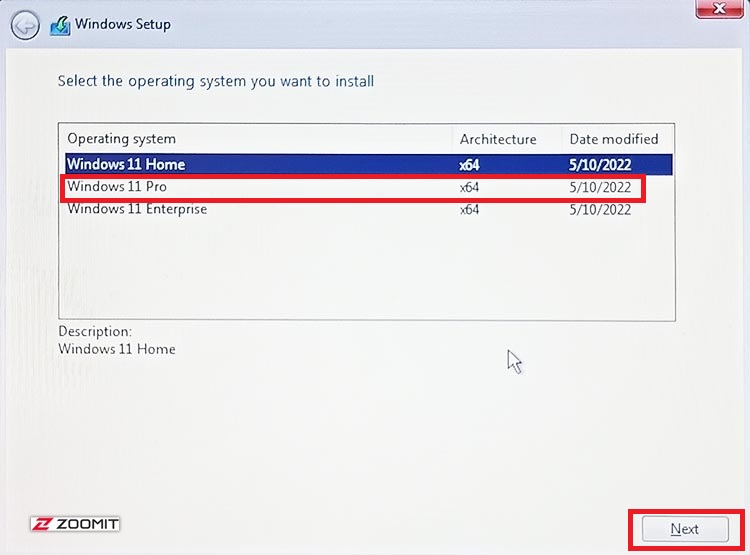 گزینه ویرایش در هنگام نصب ویندوز 11