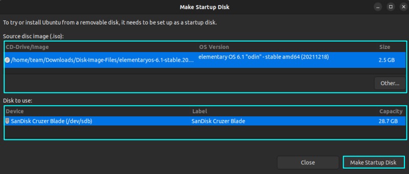 نصب لینوکس روی فلش با Startup Disk Creator