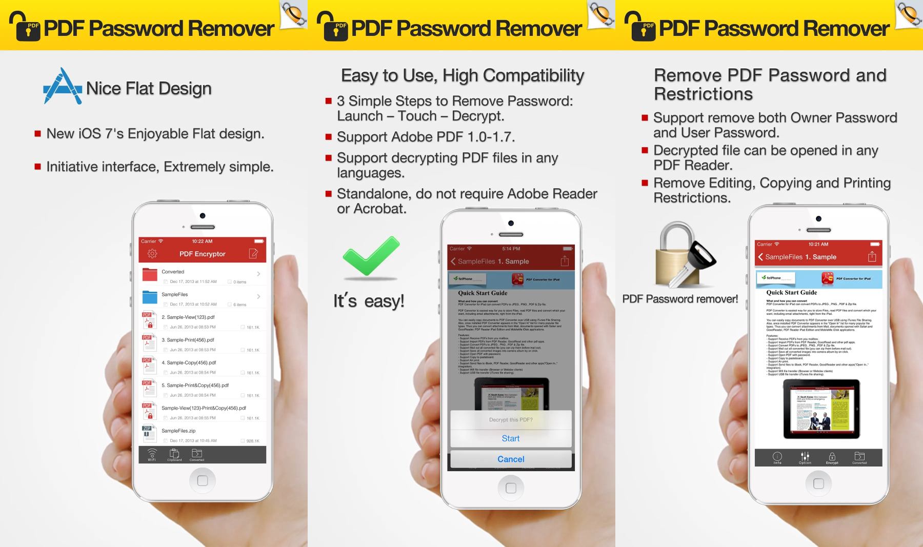 PDF Password Remover app for iOS