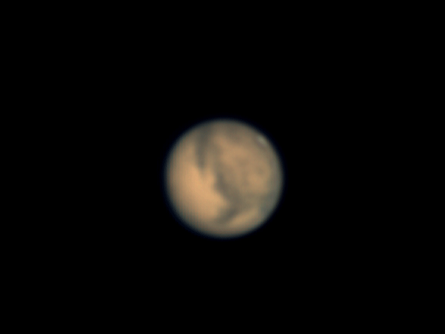 Image of Mars from behind the telescope