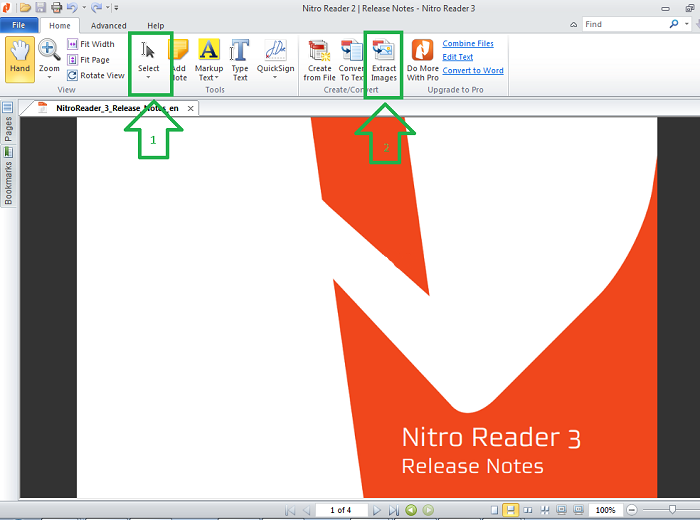 استخراج تصاویر از پی دی اف با Nitro PDF Reader