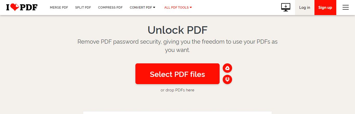 Site to remove password from PDF file