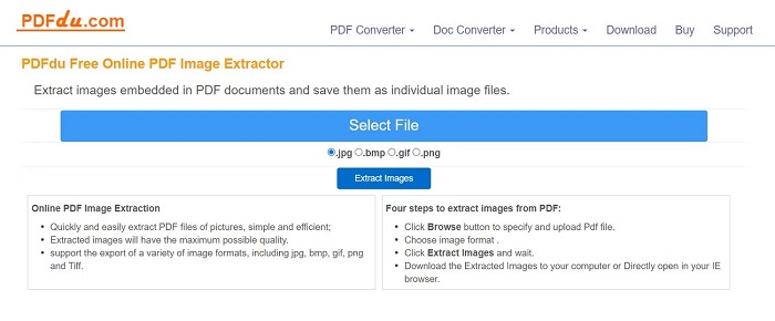 Extract images from pdf with pdfedu online tool