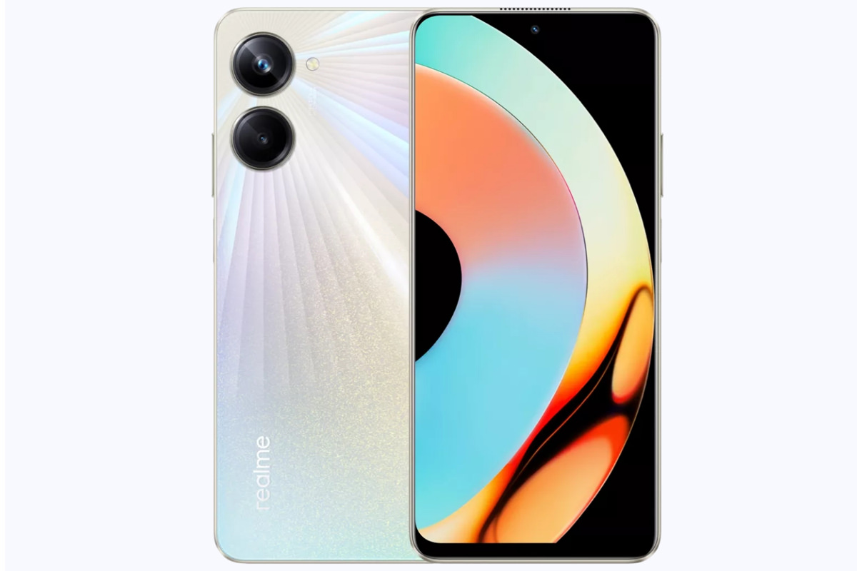 The white model of Realme 10 Pro from the back and front view