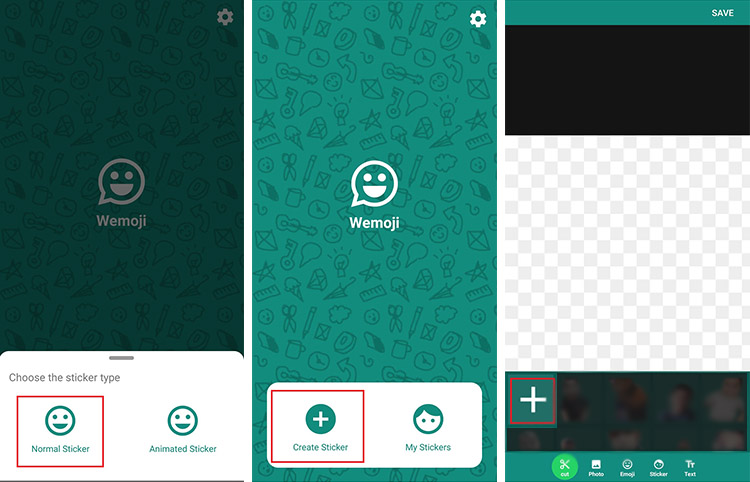 اولین مرحله ساخت استیکر واتس اپ با اپلیکیشن Wemoji