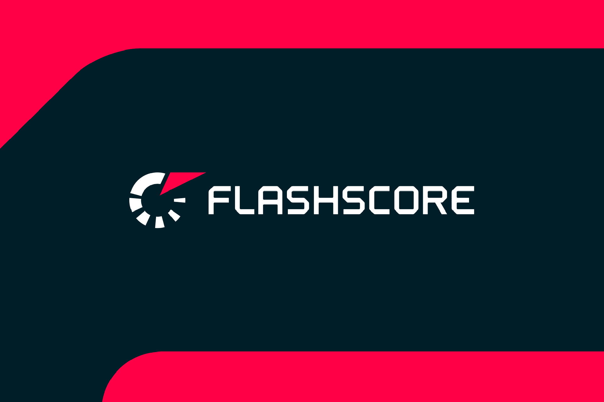 لوگوی FLASHScore روی صفحه قرمز سیاه و سفید