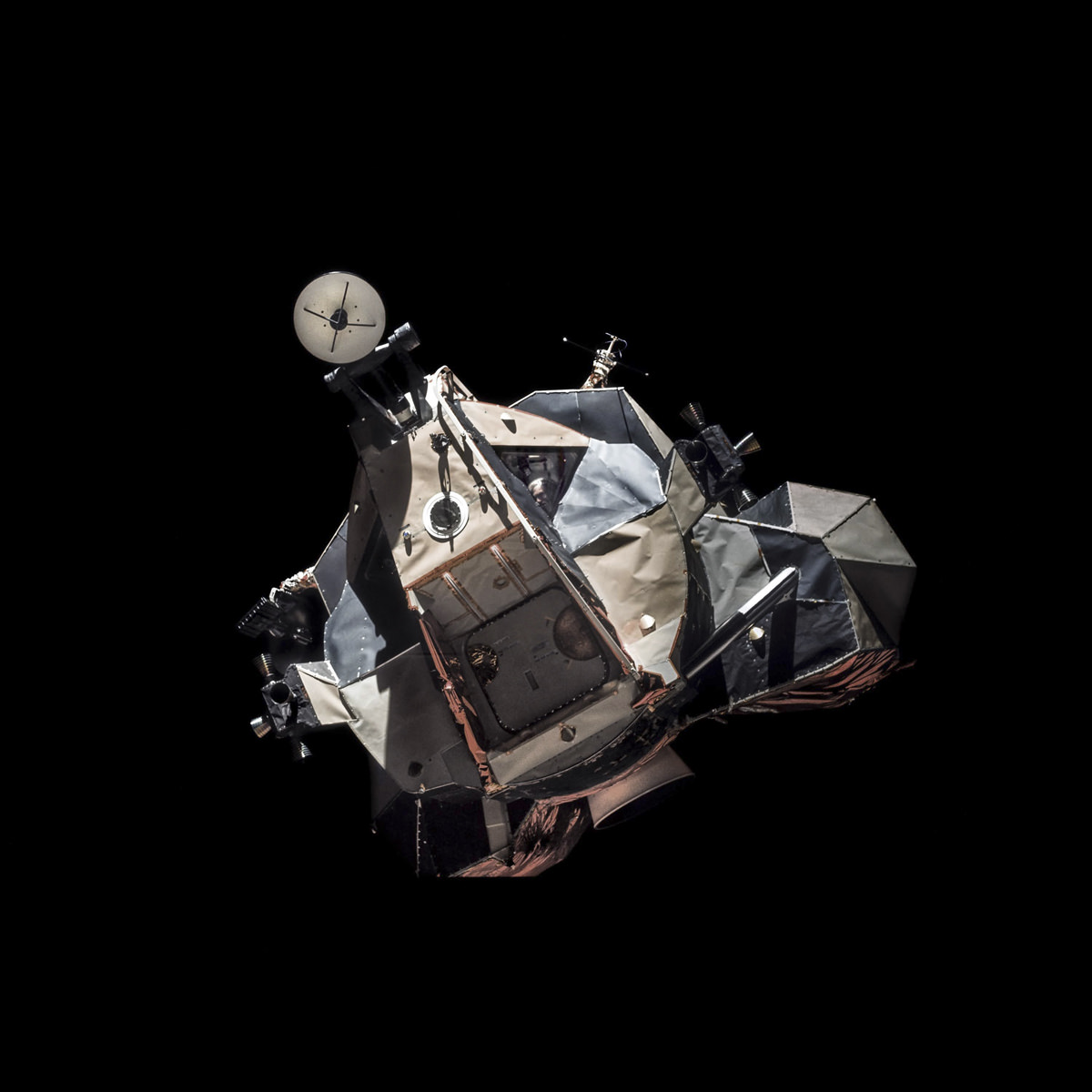 Apollo 17 lunar module flying in the lunar orbit