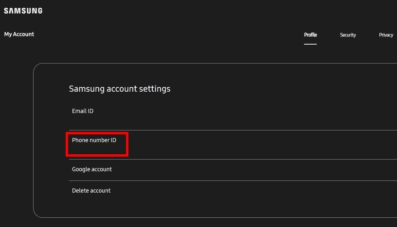 2- Change phone number in Samsung account