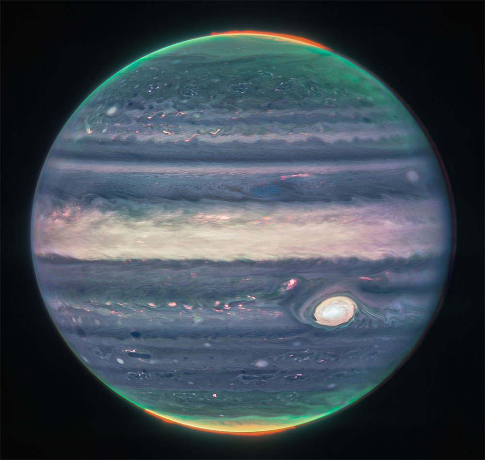 تصویر نمای نزدیک سیاره مشتری از تلسکوپ فضایی جیمز وب