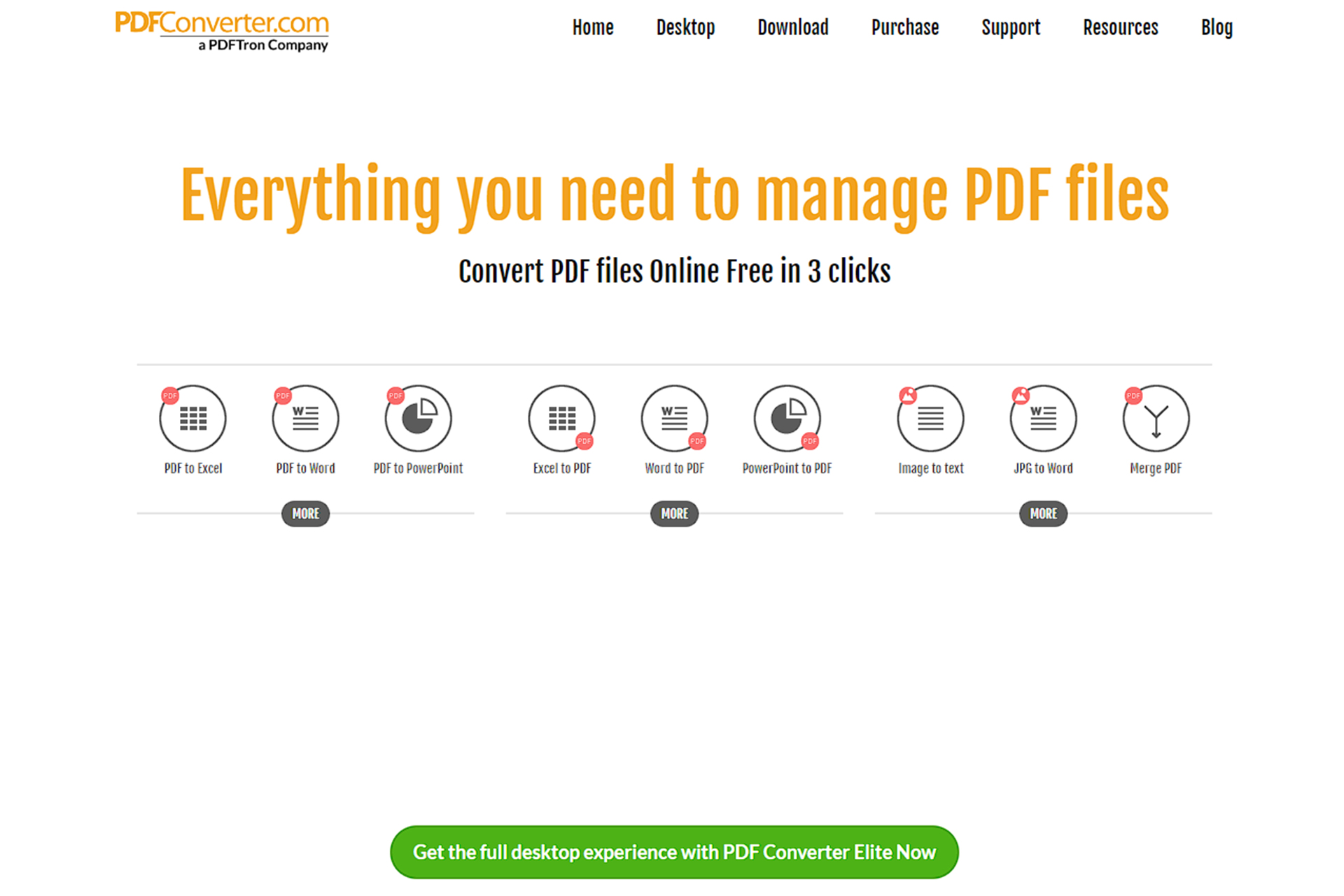 صفحه اولیه یک سایت برای تبدیل فایل های PDF به فرمت های مختلف
