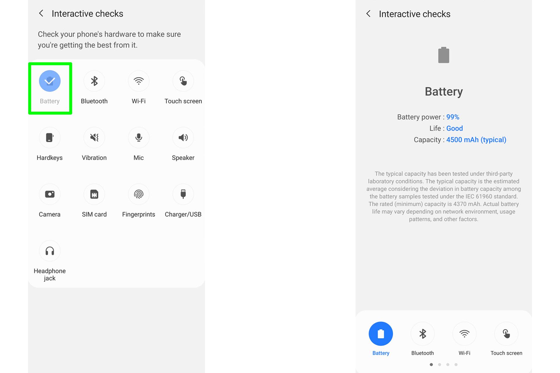 Steps to check battery health in Samsung
