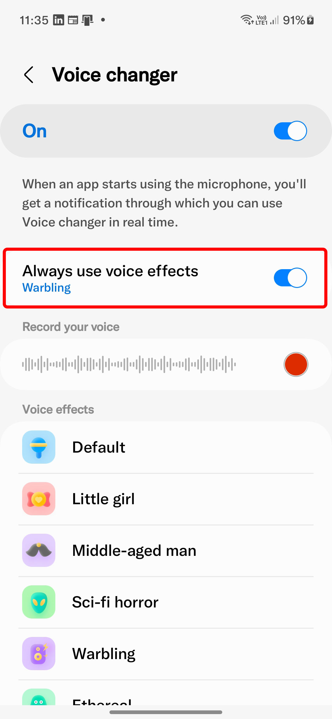 Enable voice change in Sound Assistant