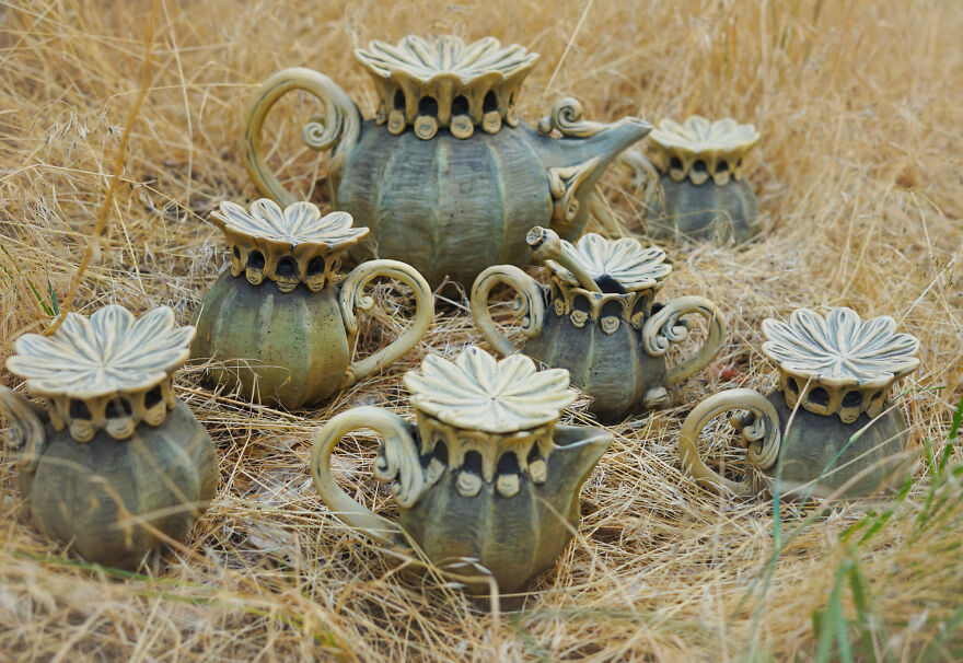Ceramic set / pumpkin tea set