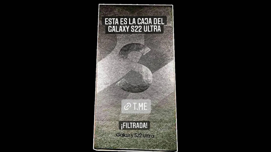 Galaxy S22 Ultra box leaked from the front of the image