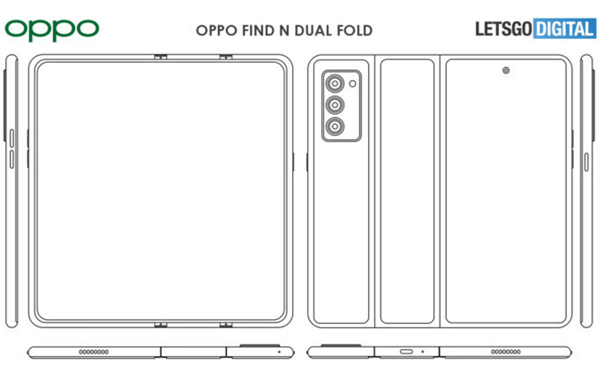 Oppo foldable phone patent with two hinges