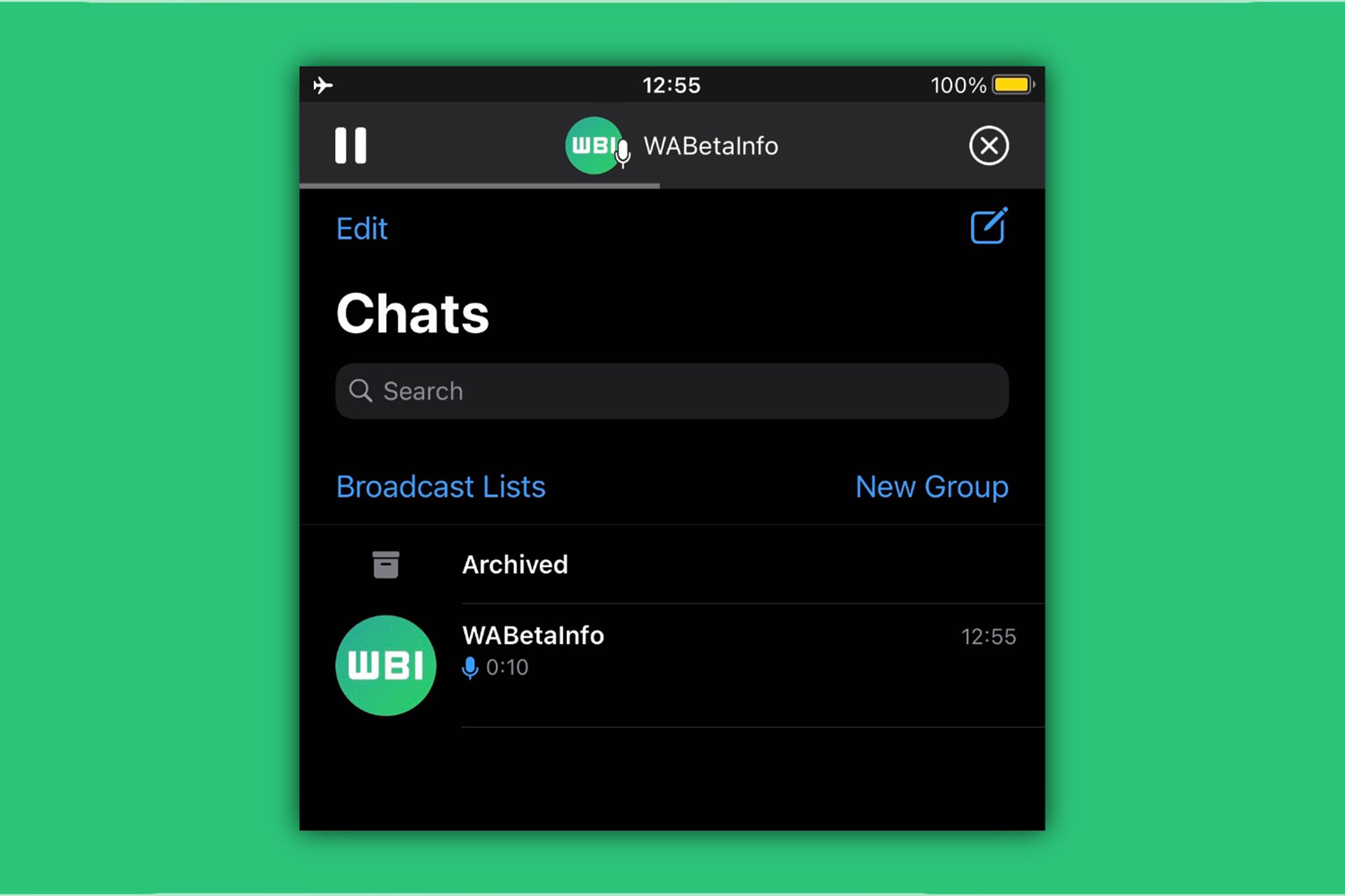امکان گوش دادن به پیام های صوتی خارج از چت در واتس اپ iOS
